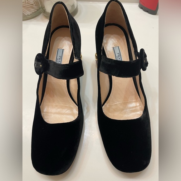 Prada Flower Heel Velvet Mary Janes - Picture 3 of 11